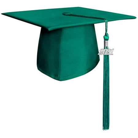 Endea Graduation Matte Cap & Tassel with Silver Date Drop (2022 Emerald Green)