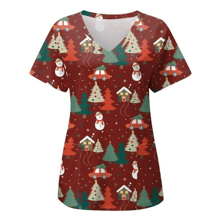 Christmas Shirts for Women Cute Xmas Graphic Print Basic Loose Short Sleeve Scrub Top Fashion Fall Winter Pullover Top
Christmas Shirts for Women Cute Xmas Graphic Print Basic Loose Short Sleeve Scrub Top Fashion Fall Winter Pullover Top