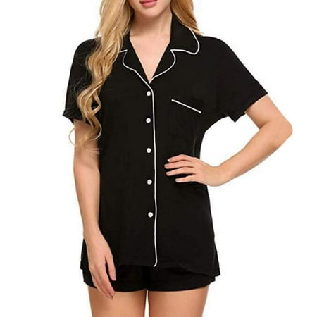 Womens Summer 2PCS Pajamas Set Short Sleeve Sleepwear Button Down Nightwear Soft Pj Lounge Sets
Womens Summer 2PCS Pajamas Set Short Sleeve Sleepwear Button Down Nightwear Soft Pj Lounge Sets