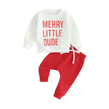 Infant Baby Christmas Outfits Letter Print Long Sleeve Round Neck Sweatshirt and Pants Set 2 Piece Suits
Infant Baby Christmas Outfits Letter Print Long Sleeve Round Neck Sweatshirt and Pants Set 2 Piece Suits