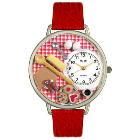 Whimsical Watches Baking Leather And Silvertone Watch