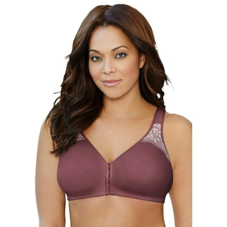 QWZNDZGR Women s Plus Size Wireless Front-Close Cotton Comfort Bra