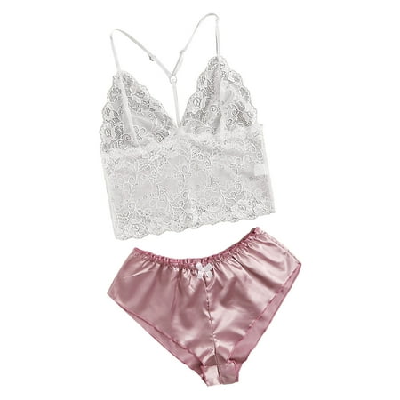 Women s Sheer Floral Lace Cami Top with Shorts Sleepwear Set Lingerie Pajama Set Spaghetti Strap Bralette Satin PJ Set Nightwear
Women s Sheer Floral Lace Cami Top with Shorts Sleepwear Set Lingerie Pajama Set Spaghetti Strap Bralette Satin PJ Set Nightwear