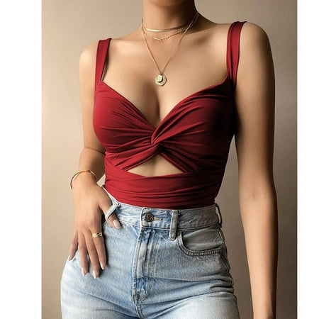 

amousa Fashion Womens Sexy Taping Splicing V-Neck Taping Backless Wrap Bra Top tshirts shirts for women