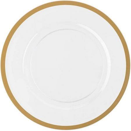 (40 PACK) EcoQuality 13 inch Round Clear Plastic Charger Plates with Gold Rim - China Like Party Plates Heavy Duty Large Disposable Dinner Plates Reusable Salad Plate Wedding Catering Events
(40 PACK) EcoQuality 13 inch Round Clear Plastic Charger Plates with Gold Rim - China Like Party Plates Heavy Duty Large Disposable Dinner Plates Reusable Salad Plate Wedding Catering Events