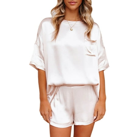 Michellecmm Satin Pajamas for Women Short Sleeve Silk Pajama Set with Shorts Two Piece Pj Sleepwear Loungewear
Michellecmm Satin Pajamas for Women Short Sleeve Silk Pajama Set with Shorts Two Piece Pj Sleepwear Loungewear