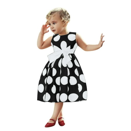 

Kids Toddler Baby Girl Sleeveless Princess Dress Vintage Polka Dot Swing Rockabilly Party Dresses Summer Outfits