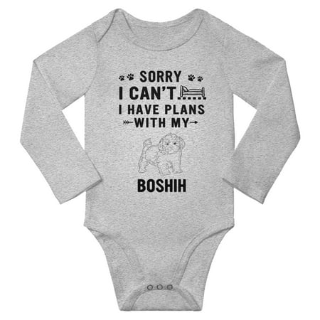 Sorry I Can t I Have Plans With My BoShih Baby Long Sleeve Jumpsuits (Gray 3-6 Months)
Sorry I Can t I Have Plans With My BoShih Baby Long Sleeve Jumpsuits (Gray 3-6 Months)