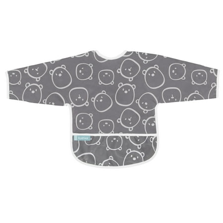 Kushies Cleanbib with Sleeves 2-4YRS Neutral Charcoal Bears
