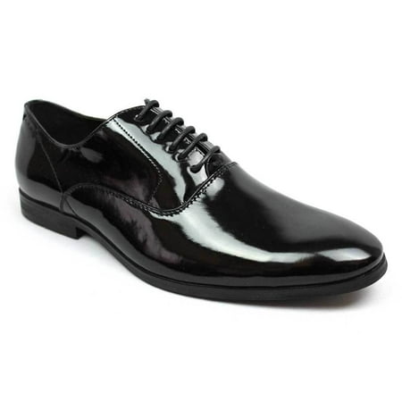 Men s Tuxedo Shoes Black Round Toe Lace Up Formal Patent Leather Traditional Wedding Prom