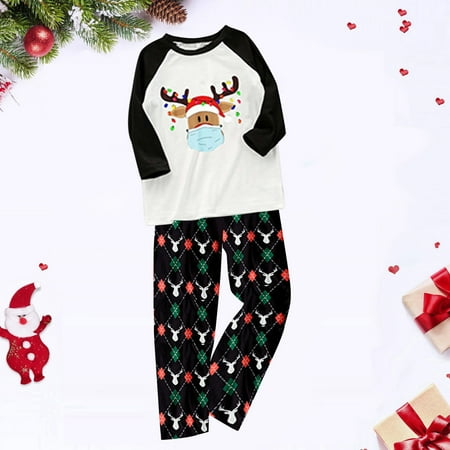 Christmas Women Mommy Printed Top+Pants Xmas Family Matching Pajamas Set
