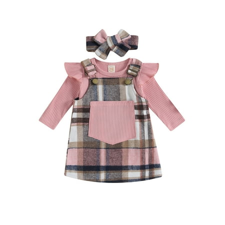 Bagilaanoe Baby Girls Cute Clothes Ribbed Long Sleeves Romper and Plaid Suspender Dress Headband Fall Outfit
Bagilaanoe Baby Girls Cute Clothes Ribbed Long Sleeves Romper and Plaid Suspender Dress Headband Fall Outfit