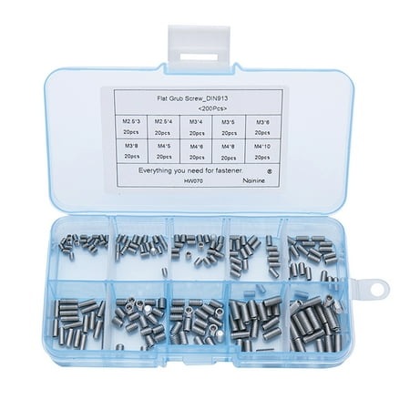 STAGA 200Pcs/set M2.5 M3 M4 DIN913 304 Stainless Steel Metric Thread Grub Screw Flat Point Hexagon Socket Set Screws Headless
STAGA 200Pcs/set M2.5 M3 M4 DIN913 304 Stainless Steel Metric Thread Grub Screw Flat Point Hexagon Socket Set Screws Headless