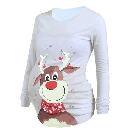 QISIWOLE Christmas Maternity Round-Neck Long Sleeve Pregnant Woman Elk Print T-Shirt Blouse Tops Savings
QISIWOLE Christmas Maternity Round-Neck Long Sleeve Pregnant Woman Elk Print T-Shirt Blouse Tops Savings
