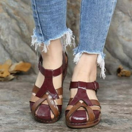YTJX New Style Beauty Shoes Hollow Large Size Wedge Heel Women Sandals