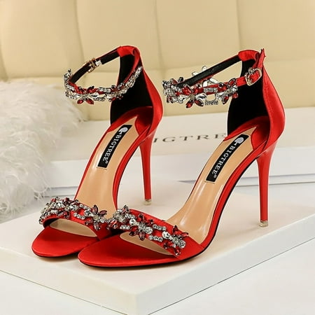 2022 Women 9cm High Heels Crystal Sandals Wedding Bridal Stiletto Heels Sandles Glitter Prom Elegant Stripper Satin Strap Shoes
2022 Women 9cm High Heels Crystal Sandals Wedding Bridal Stiletto Heels Sandles Glitter Prom Elegant Stripper Satin Strap Shoes