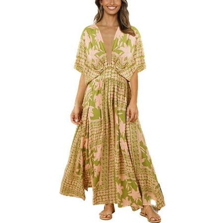 YanHoo Boho Summer Dresses Clearance 2023 Sexy Deep V Neck Short Sleeve Split Slit Maxi Dress Loose Casual Beach Print Dress for Vacation
YanHoo Boho Summer Dresses Clearance 2023 Sexy Deep V Neck Short Sleeve Split Slit Maxi Dress Loose Casual Beach Print Dress for Vacation