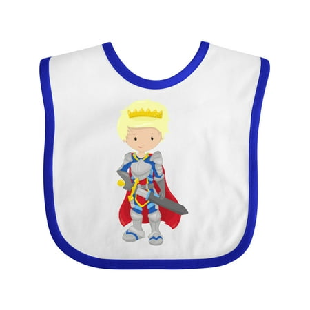 Inktastic Prince King Knight Sword Crown Blond Hair Gift Baby Boy Bib