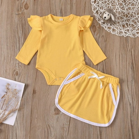 Augper Baby Girl Clothes Long Sleeve Fall Winter Clearance Newborn Baby Girl Long Sleeve Romper Ribbed Casual Solid Color Short Skirt Suit Yellow
Augper Baby Girl Clothes Long Sleeve Fall Winter Clearance Newborn Baby Girl Long Sleeve Romper Ribbed Casual Solid Color Short Skirt Suit Yellow