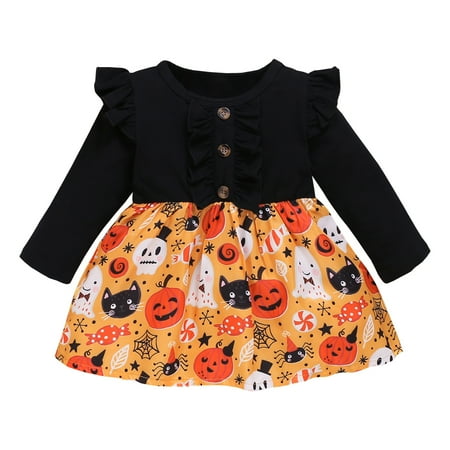 KIMI BEAR Dress For Newborn Baby Girls 3 Months Girls Fall Winter Dresses Halloween Style Pattern Print Long Sleeve Dress 3-6 Months Orange
KIMI BEAR Dress For Newborn Baby Girls 3 Months Girls Fall Winter Dresses Halloween Style Pattern Print Long Sleeve Dress 3-6 Months Orange
