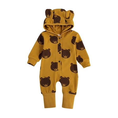 Canrulo Newborn Baby Girl Boy Romper Cartoon Bear Print 3D Ear Hooded Long Sleeve Single Breasted Jumpsuit Clothes Yellow 6-12 Months
Canrulo Newborn Baby Girl Boy Romper Cartoon Bear Print 3D Ear Hooded Long Sleeve Single Breasted Jumpsuit Clothes Yellow 6-12 Months