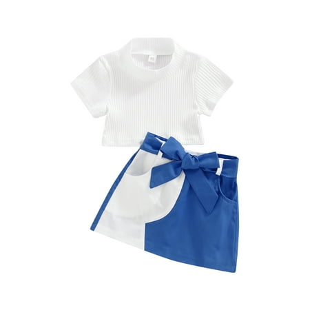 VISgogo Girls Short Skirt Suit Ribbed Short Sleeve Short Tops + Color Matching High Waist Mini Skirt Cute Two-Piece Set
VISgogo Girls Short Skirt Suit Ribbed Short Sleeve Short Tops + Color Matching High Waist Mini Skirt Cute Two-Piece Set