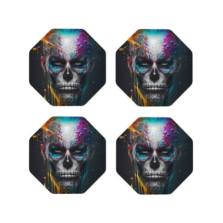 Pofeuu Modern Abstract Colorful Skull Print Coasters for Drinks 4Pack PU Leather Coasters Bar Drink Coasters for Tabletop Protection Furniture from Damage-Octagon
Pofeuu Modern Abstract Colorful Skull Print Coasters for Drinks 4Pack PU Leather Coasters Bar Drink Coasters for Tabletop Protection Furniture from Damage-Octagon