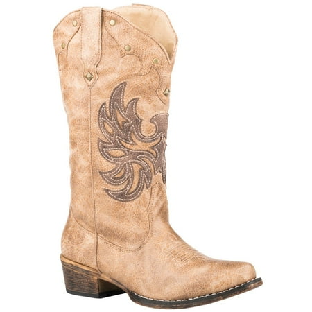 Roper Womens Amelia Tall Snip Toe Boots Mid Calf Low Heel 1-2
