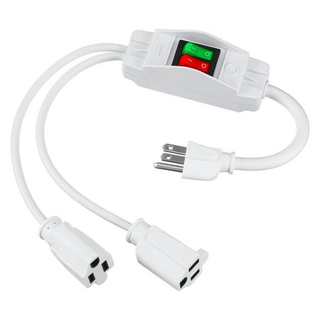 White Extension Cord Y Splitter with Switched Plug Splitter 2 Way Outlet Adapter NEMA 5-15R to NEMA 5-15P 1.8Ft US Plug
White Extension Cord Y Splitter with Switched Plug Splitter 2 Way Outlet Adapter NEMA 5-15R to NEMA 5-15P 1.8Ft US Plug