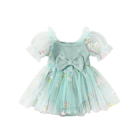 ESASSALY Baby Girl Summer Romper Short Puff Sleeve Bow Front Ribbed Bodysuit
ESASSALY Baby Girl Summer Romper Short Puff Sleeve Bow Front Ribbed Bodysuit