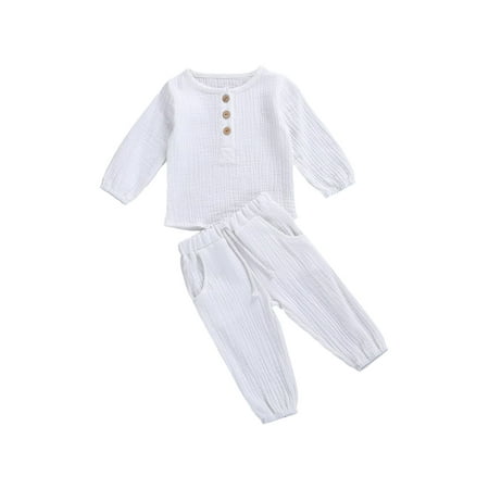 TheFound Toddler Baby Boys Girls Outfits Solid Color Long Sleeve Tops Shirt + Drawstring Pants 2Pcs Fall Clothes
TheFound Toddler Baby Boys Girls Outfits Solid Color Long Sleeve Tops Shirt + Drawstring Pants 2Pcs Fall Clothes