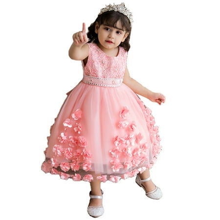Girls Luxurious Handmade Beaded Rhinstone Waist Embroidery Party Princess Dress Q514 Sizes 1-5