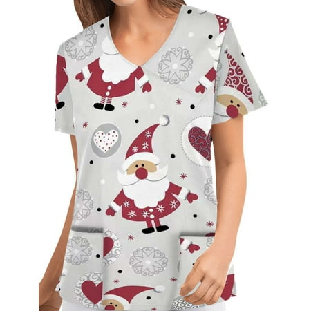 Wrcnote Casual Pullover Tops for Women Christmas Print Loose V Neck Scrub Shirts Short Sleeve Basic Tees Tops
Wrcnote Casual Pullover Tops for Women Christmas Print Loose V Neck Scrub Shirts Short Sleeve Basic Tees Tops