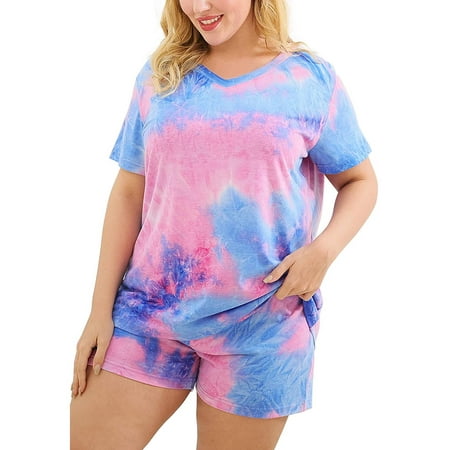 Women s Plus Size Pajama Set Tie Dye Casual Pants V Neck Short Sleeve Cotton Tee 2 Piece Pajamas
Women s Plus Size Pajama Set Tie Dye Casual Pants V Neck Short Sleeve Cotton Tee 2 Piece Pajamas