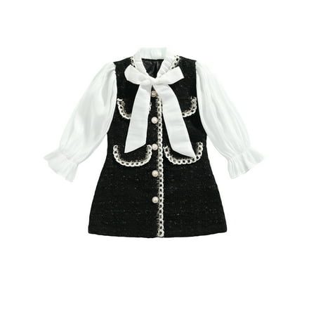 Canrulo Kids Baby Girls Dress Autumn Clothes Princess Bow Collar Long Sleeve Single-breasted A-line Dress Black 4-5 Years
Canrulo Kids Baby Girls Dress Autumn Clothes Princess Bow Collar Long Sleeve Single-breasted A-line Dress Black 4-5 Years