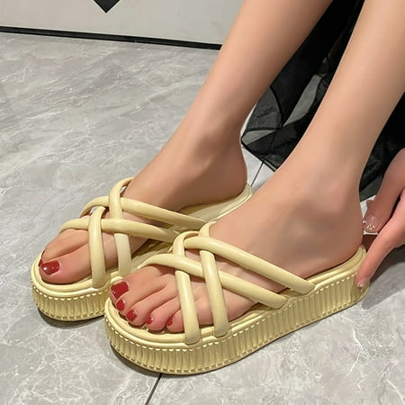 XIAQUJ Ladies Summer Fashion Outside Wear Thick Soled One Foot Flat Heel Open Toe Macaron Color One Line Beach Slippers Sandals for Women Yellow 7.5(39)
XIAQUJ Ladies Summer Fashion Outside Wear Thick Soled One Foot Flat Heel Open Toe Macaron Color One Line Beach Slippers Sandals for Women Yellow 7.5(39)