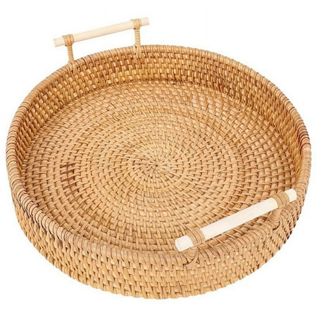 Rattan Serving Tray-11.5Inch Round Serving Tray with Handles-Handmade Round Rattan Tray-Decorative Tray for
Rattan Serving Tray-11.5Inch Round Serving Tray with Handles-Handmade Round Rattan Tray-Decorative Tray for