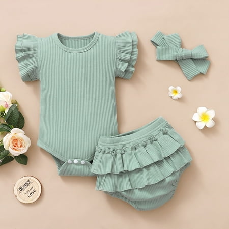 Hunpta Baby Girl s Outfits Solid Color Ribbed Short Sleeve Romper Shorts Hairband 3PCS Set
Hunpta Baby Girl s Outfits Solid Color Ribbed Short Sleeve Romper Shorts Hairband 3PCS Set