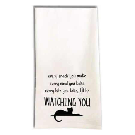 I ll be Watching You Cat Tea Towel/Cat Themed Flour Sack Cotton Towel