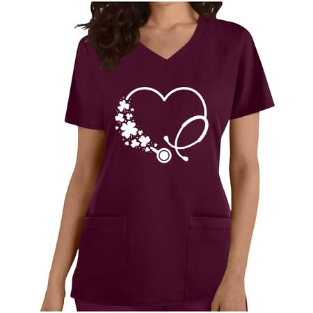 COFEST Women s Slim Fit Scrubs With Pockets Clearance Casual Tunic Summer Trendy V Neck Shirts Heart And Stethoscope Printed Tees Vintage Short Sleeve Tops Clothes 2023 Wine M
COFEST Women s Slim Fit Scrubs With Pockets Clearance Casual Tunic Summer Trendy V Neck Shirts Heart And Stethoscope Printed Tees Vintage Short Sleeve Tops Clothes 2023 Wine M