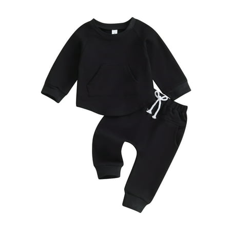 Suanret 2PCS Toddler Baby Boys Girls Autumn Winter Pants Set Long Sleeve Tops Drawstring Elastic Waist Pants Black 12-18 Months
Suanret 2PCS Toddler Baby Boys Girls Autumn Winter Pants Set Long Sleeve Tops Drawstring Elastic Waist Pants Black 12-18 Months