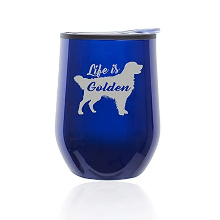 Stemless Wine Tumbler Coffee Travel Mug Glass with Lid Golden Retriever Life is Golden (Blue)
Stemless Wine Tumbler Coffee Travel Mug Glass with Lid Golden Retriever Life is Golden (Blue)