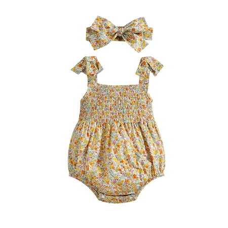 TheFound Newborn Baby Girls Summer Outfits Strap Floral Romper Sleeveless Bodysuit Jumpsuit with Headband 2Pcs Clothes
TheFound Newborn Baby Girls Summer Outfits Strap Floral Romper Sleeveless Bodysuit Jumpsuit with Headband 2Pcs Clothes