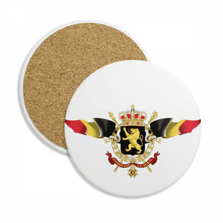 BelgiumFlag National Emblem Coaster Cup Mug Tabletop Protection Absorbent Stone