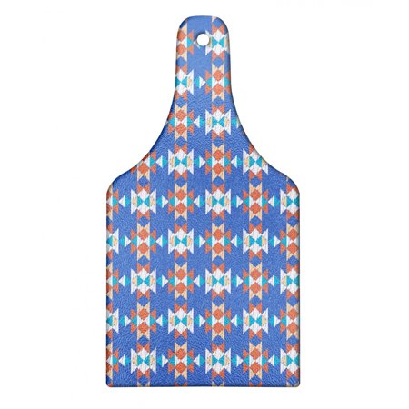 Aztec Cutting Board, Retro Layout of Triangles Composition Native Vibes, Decorative Tempered Glass Cutting and Serving Board, in 3 Sizes, by Ambesonne