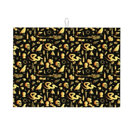 Dish Drying Mats for Kitchen Counter - glod Skull snake bird 18x24in Dish Drying Pad Coffee Mat with Hanging Loop Super Absorbent Kitchen Counter Mat Coffee Bar Accessories
Dish Drying Mats for Kitchen Counter - glod Skull snake bird 18x24in Dish Drying Pad Coffee Mat with Hanging Loop Super Absorbent Kitchen Counter Mat Coffee Bar Accessories