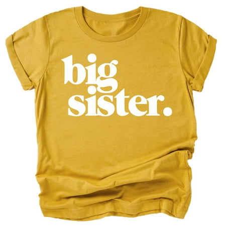 Bold Big Sister Colorful Sibling Reveal Announcement T-Shirt for Baby and Toddler Youth Girls Sibling Outfits Mustard Shirt 5-6
Bold Big Sister Colorful Sibling Reveal Announcement T-Shirt for Baby and Toddler Youth Girls Sibling Outfits Mustard Shirt 5-6