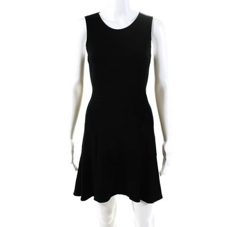 Pre-owned|Theory Womens Scoop Neck Sleeveless Flare Midi Dress Black Size 6