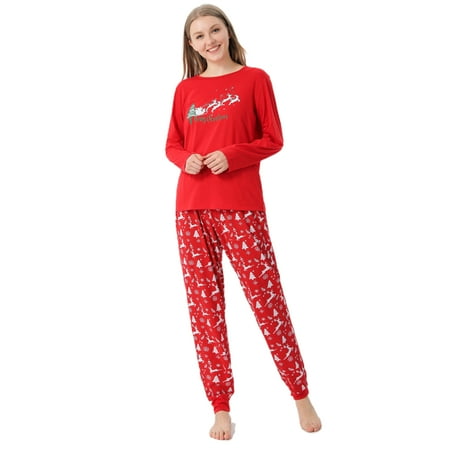 2PCS Christmas Parent-child Outfit Long Sleeves Trousers Cartoon