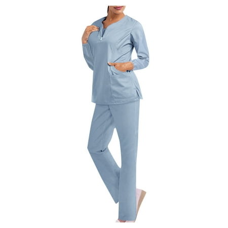 TAIAOJING Uniforms World Scrubs for Women Set Long Sleeve V-neck Solid Color Pocket Top Solid Color Trouser Wokers Suit
TAIAOJING Uniforms World Scrubs for Women Set Long Sleeve V-neck Solid Color Pocket Top Solid Color Trouser Wokers Suit
